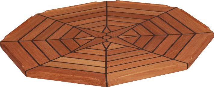 Teak Table, Star Inlay, Octagonal