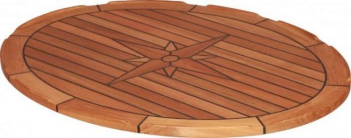 Teak Table, Ellipse, Star Inlay