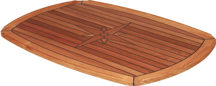 Teak Table, Barrel Shaped, Star Inlay