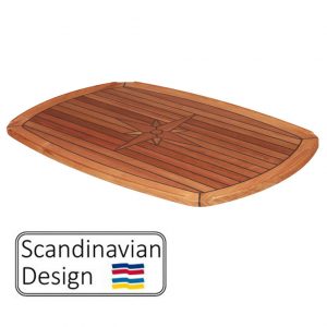 Teak Table, Barrel Shaped, Star Inlay