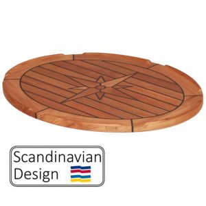 Teak Table, Ellipse, Star Inlay