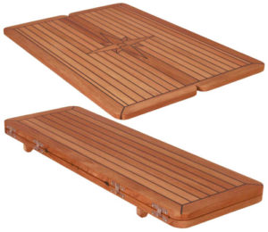 Teak Table, Folding, Star Inlay, Rectangular