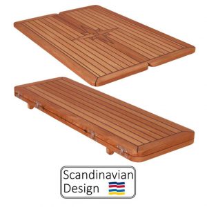 Teak Table, Folding, Star Inlay, Rectangular