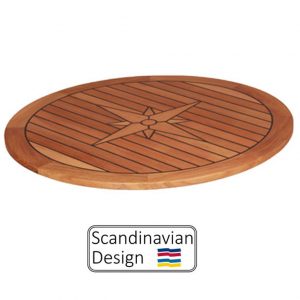 Teak Table, Star Inlay, Round