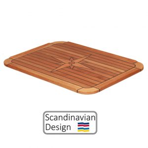 Teak Table, Star Inlay, Round Corners