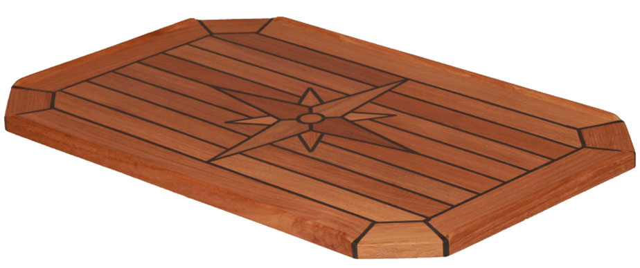 Teak Table, Star Inlay, Classic Cut