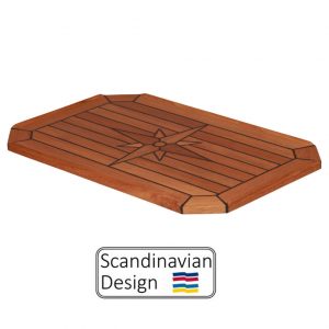Teak Table, Star Inlay, Classic Cut