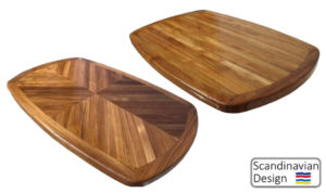 High Gloss Teak Table, Barrel Shaped