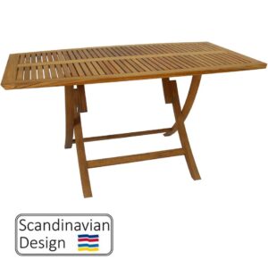 Folding Teak Marstrand Table, Barrel Shaped w Slats