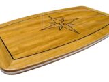 High Gloss Teak Table, Star Inlay, Barrel Shaped