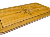 High Gloss Teak Table, Star Inlay, Rectangular