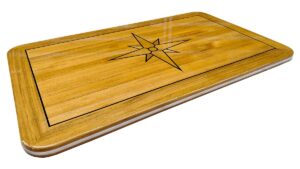 High Gloss Teak Table, Star Inlay, Rectangular